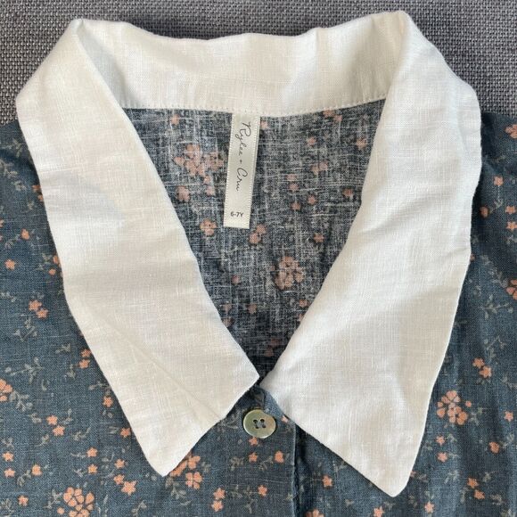 Rilee + Cru Top Girls Size 6-7 Years Dark Floral Button Up Collared Blouse - Picture 3 of 9